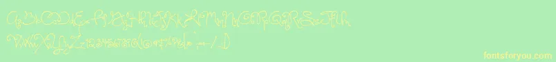 Fonte OneStarryNightFont – fontes amarelas em um fundo verde