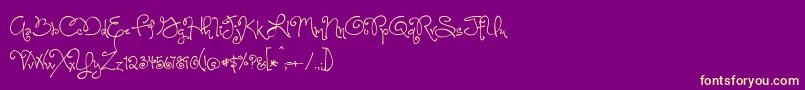 Fonte OneStarryNightFont – fontes amarelas em um fundo roxo