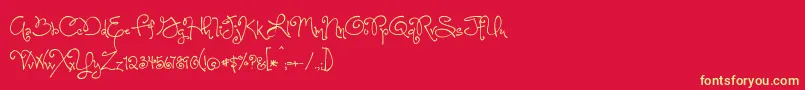 Fonte OneStarryNightFont – fontes amarelas em um fundo vermelho