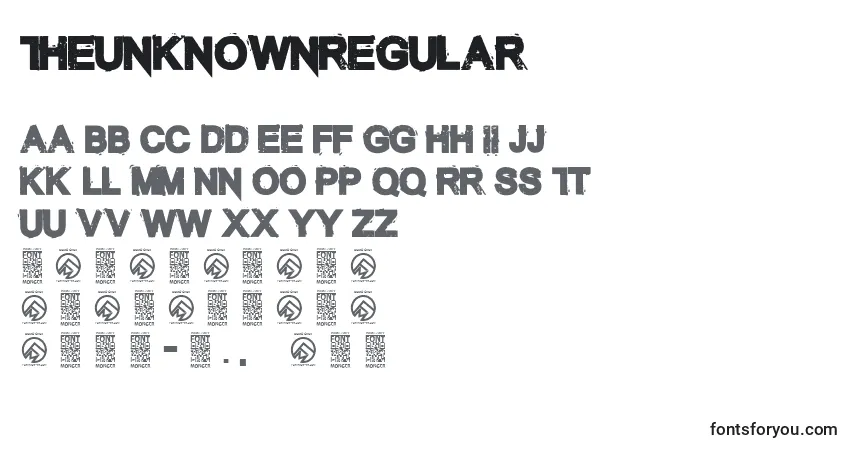 TheunknownRegular Font – alphabet, numbers, special characters