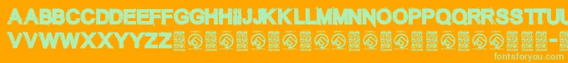 TheunknownRegular-Schriftart – Grüne Schriften auf orangefarbenem Hintergrund