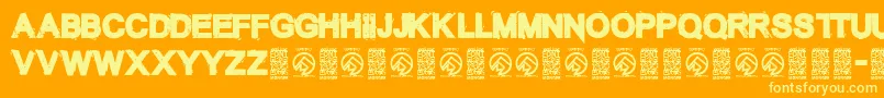 Saiba mais sobre a fonte TheunknownRegular Fonte TheunknownRegular – fontes amarelas em um fundo laranja
