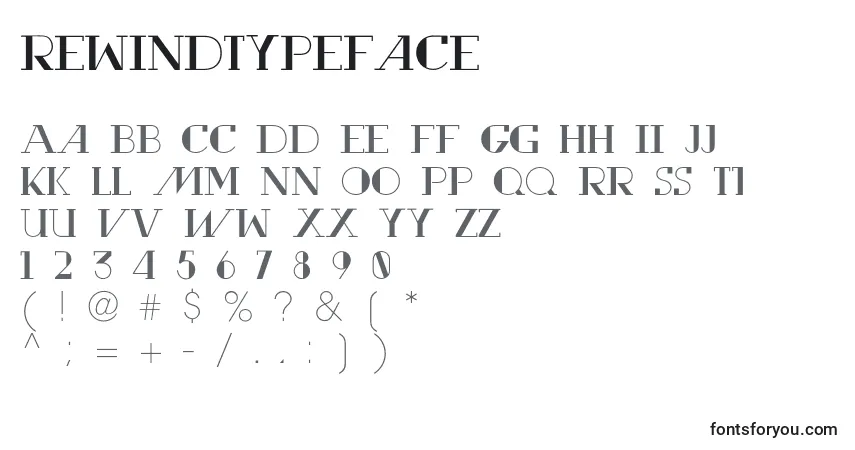 caractères de police rewindtypeface, lettres de police rewindtypeface, alphabet de police rewindtypeface