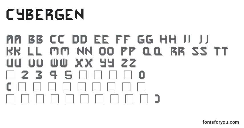 caractères de police cybergen, lettres de police cybergen, alphabet de police cybergen