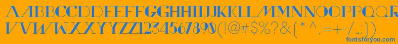 RewindTypeface-Schriftart – Blaue Schriften auf orangefarbenem Hintergrund