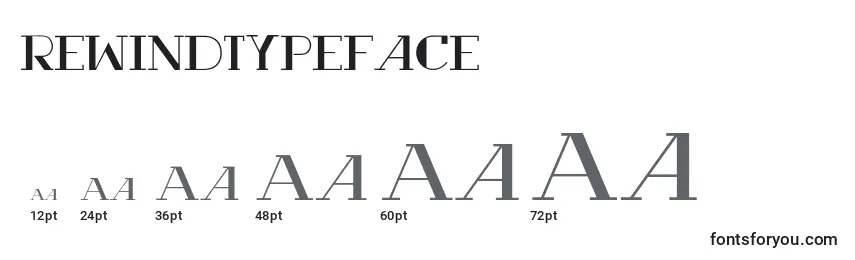 Размеры шрифта RewindTypeface