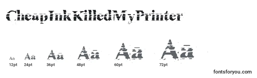 Größen der Schriftart CheapInkKilledMyPrinter