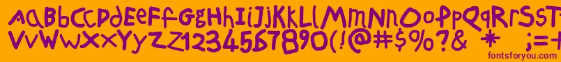 Freeschool-Schriftart – Violette Schriften auf orangefarbenem Hintergrund