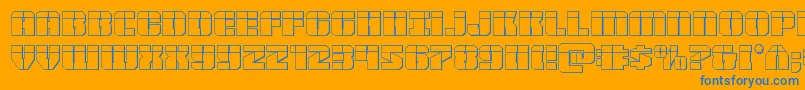 Warpthruster3Dlaser-Schriftart – Blaue Schriften auf orangefarbenem Hintergrund