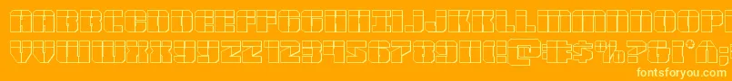 Warpthruster3Dlaser-Schriftart – Gelbe Schriften auf orangefarbenem Hintergrund