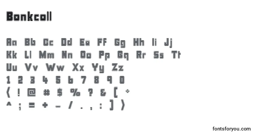 Czcionka Bonkcoll – alfabet, cyfry, specjalne znaki