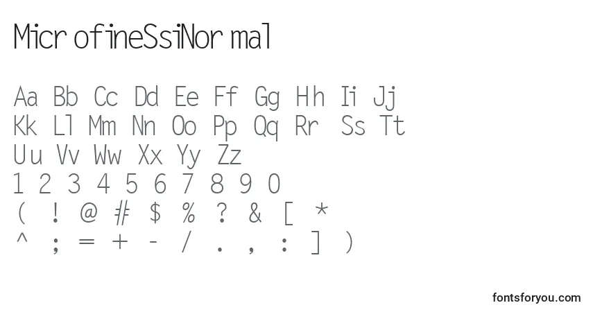 A fonte MicrofineSsiNormal – alfabeto, números, caracteres especiais