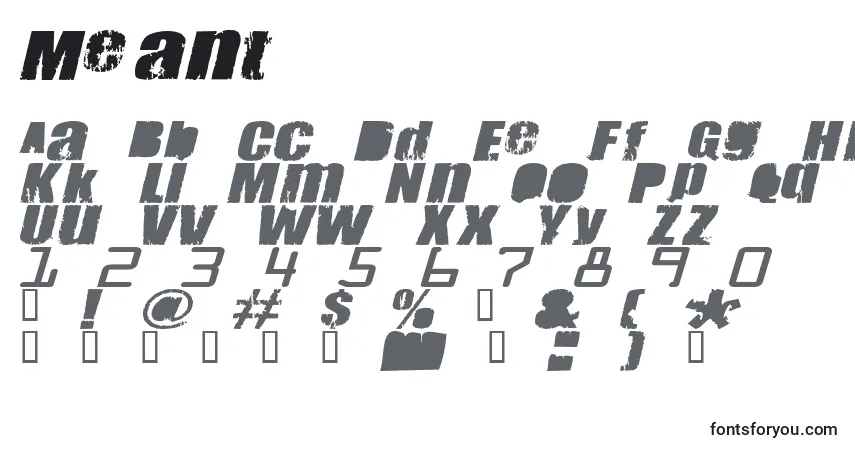 Шрифт Meant – алфавит, цифры, специальные символы