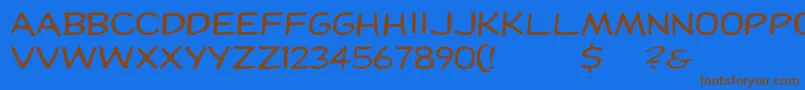 フォントDupuyex – 茶色の文字が青い背景にあります。