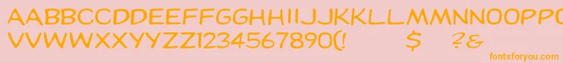 フォントDupuyex – オレンジの文字がピンクの背景にあります。