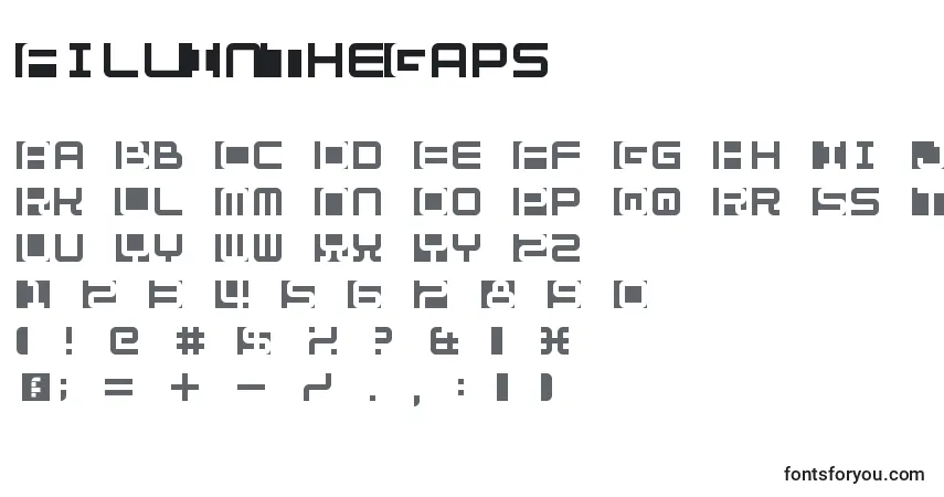 A fonte FillInTheGaps – alfabeto, números, caracteres especiais