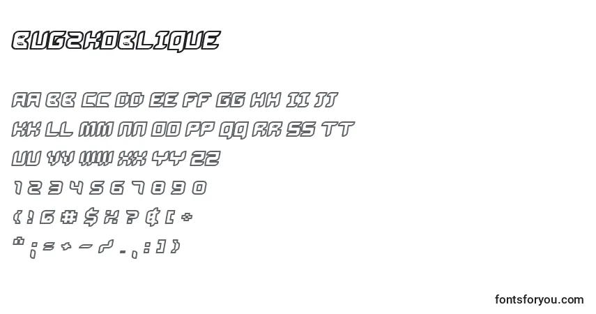 Шрифт Bug2kOblique – алфавит, цифры, специальные символы