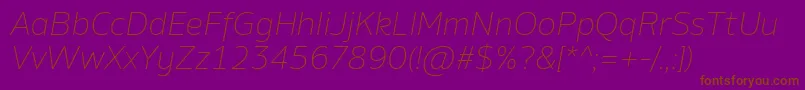 AminoExtralightItalic Font – Brown Fonts on Purple Background