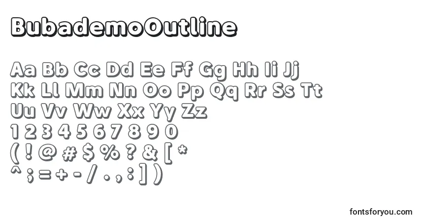 Шрифт BubademoOutline – алфавит, цифры, специальные символы