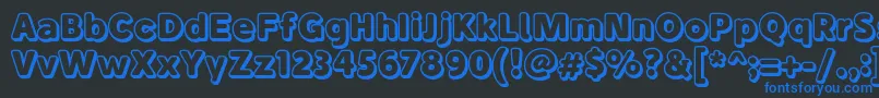 BubademoOutline-Schriftart – Blaue Schriften auf schwarzem Hintergrund