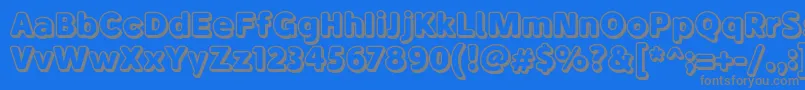 BubademoOutline-Schriftart – Graue Schriften auf blauem Hintergrund