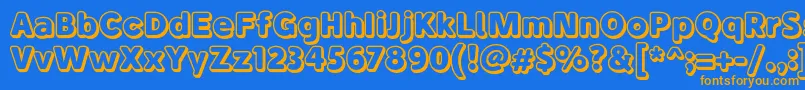 BubademoOutline Font – Orange Fonts on Blue Background