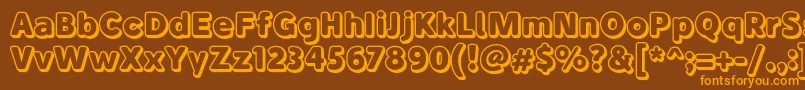 BubademoOutline-Schriftart – Orangefarbene Schriften auf braunem Hintergrund