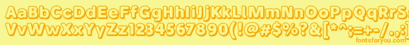 BubademoOutline Font – Orange Fonts on Yellow Background
