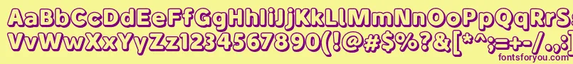 BubademoOutline Font – Purple Fonts on Yellow Background