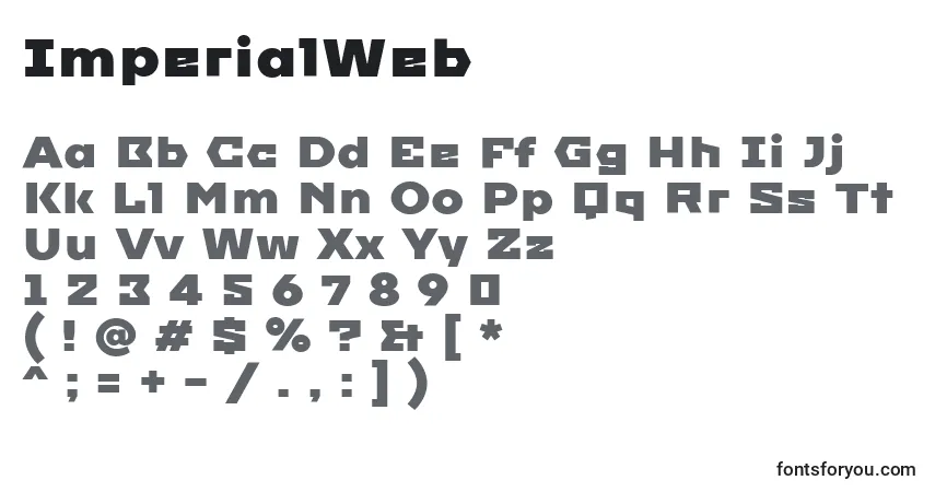 A fonte ImperialWeb – alfabeto, números, caracteres especiais