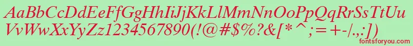 Dutch801ItalicBt Font – Red Fonts on Green Background