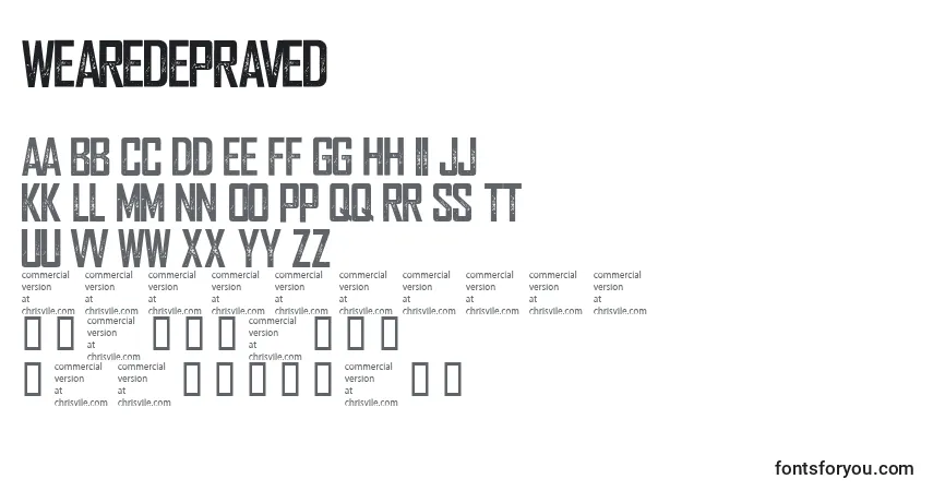 A fonte Wearedepraved (95524) – alfabeto, números, caracteres especiais