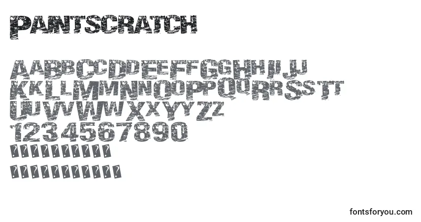Schriftart Paintscratch – Alphabet, Zahlen, spezielle Symbole