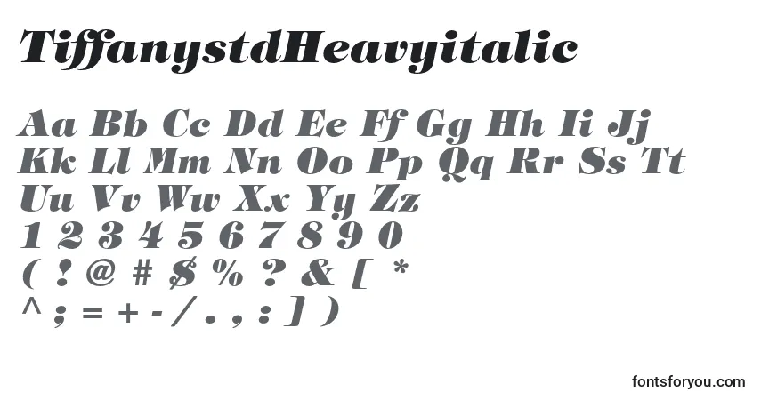 Шрифт TiffanystdHeavyitalic – алфавит, цифры, специальные символы