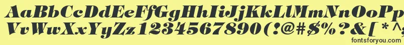 Fonte TiffanystdHeavyitalic – fontes pretas em um fundo amarelo