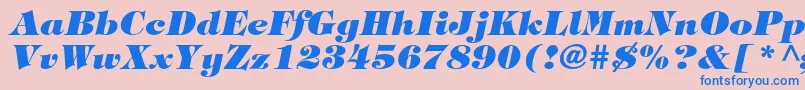 フォントTiffanystdHeavyitalic – ピンクの背景に青い文字