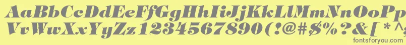 Fonte TiffanystdHeavyitalic – fontes cinzas em um fundo amarelo