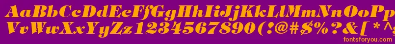 Fonte TiffanystdHeavyitalic – fontes laranjas em um fundo violeta