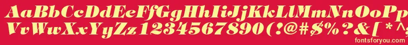 フォントTiffanystdHeavyitalic – 黄色の文字、赤い背景