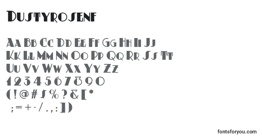 Schriftart Dustyrosenf (95528) – Alphabet, Zahlen, spezielle Symbole