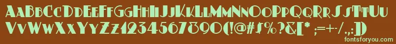 フォントDustyrosenf – 緑色の文字が茶色の背景にあります。