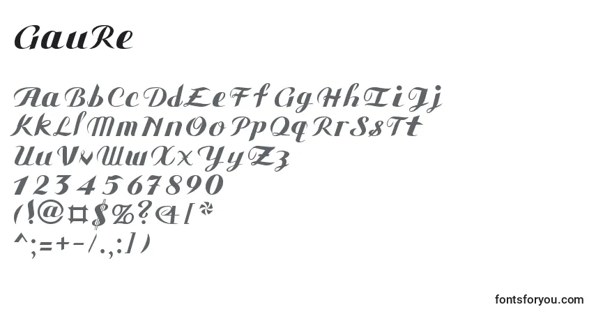 Fuente GauRe - alfabeto, números, caracteres especiales