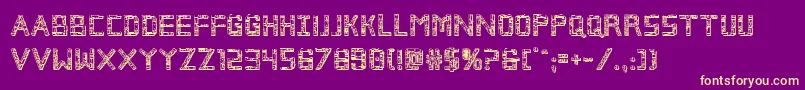 Brokencyborg3D-Schriftart – Gelbe Schriften auf violettem Hintergrund