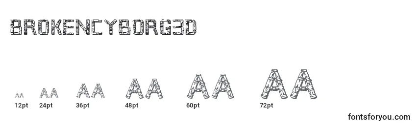Размеры шрифта Brokencyborg3D