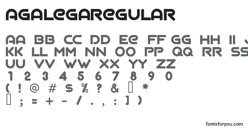 Schriftart AgalegaRegular – Alphabet, Zahlen, spezielle Symbole