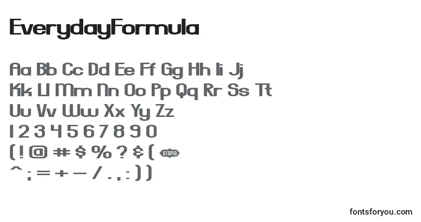 A fonte EverydayFormula – alfabeto, números, caracteres especiais