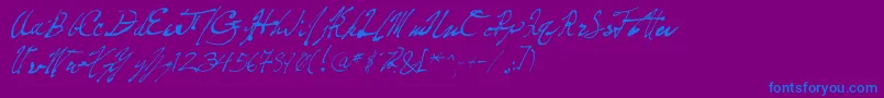 FountainPenFrenzy-Schriftart – Blaue Schriften auf violettem Hintergrund