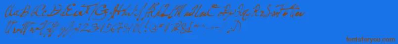 FountainPenFrenzy-Schriftart – Braune Schriften auf blauem Hintergrund