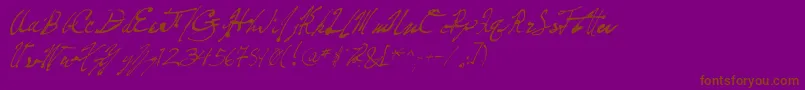 FountainPenFrenzy-Schriftart – Braune Schriften auf violettem Hintergrund