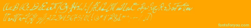 FountainPenFrenzy-Schriftart – Grüne Schriften auf orangefarbenem Hintergrund